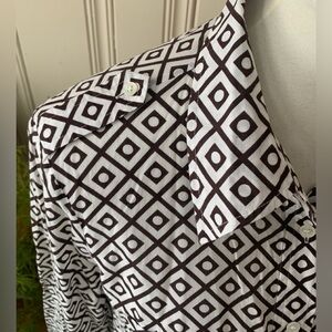 TORY BURCH COTTON PRINT SHIRT Size 10 Brown